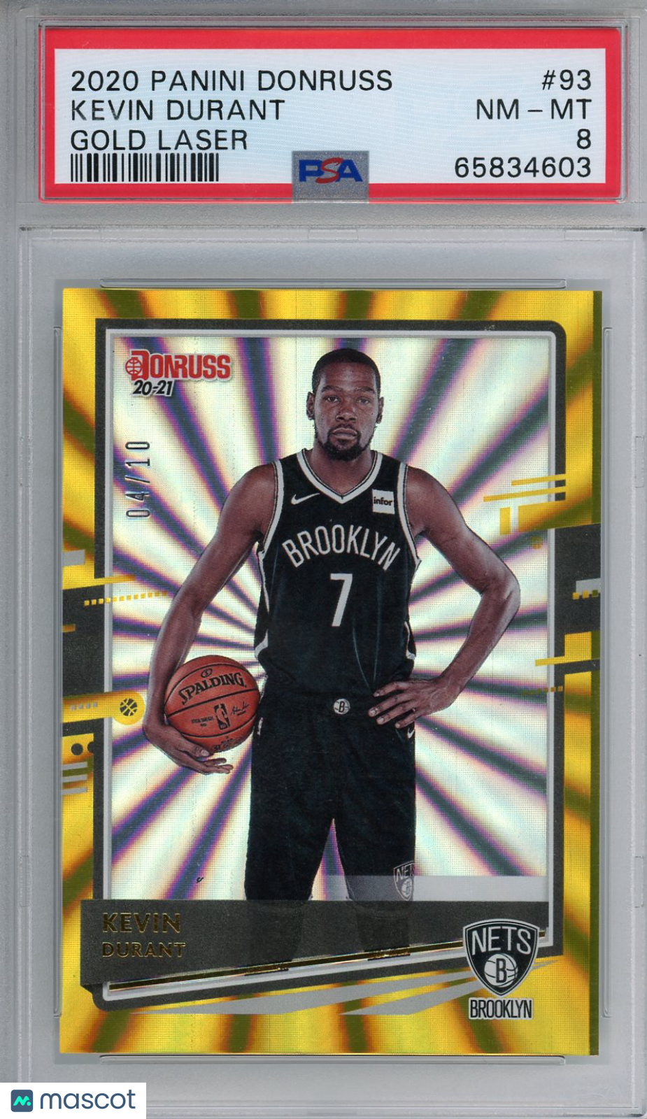 2020 Panini Donruss Kevin Durant Gold Laser #93 PSA 8 - Graded Sports Cards