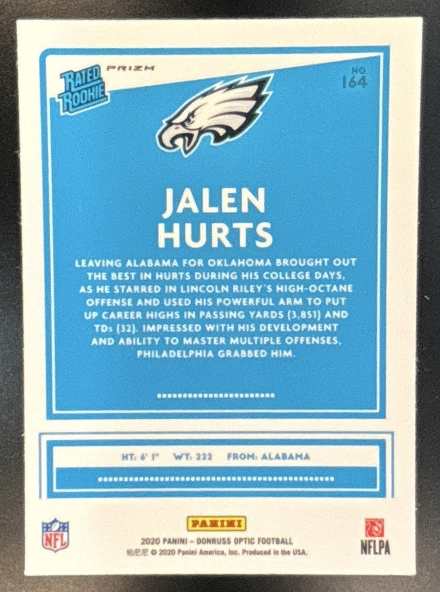 2020 Panini Donruss Optic Jalen Hurts Purple Shock #164 RC Philadelphia Eagles - Sports Cards