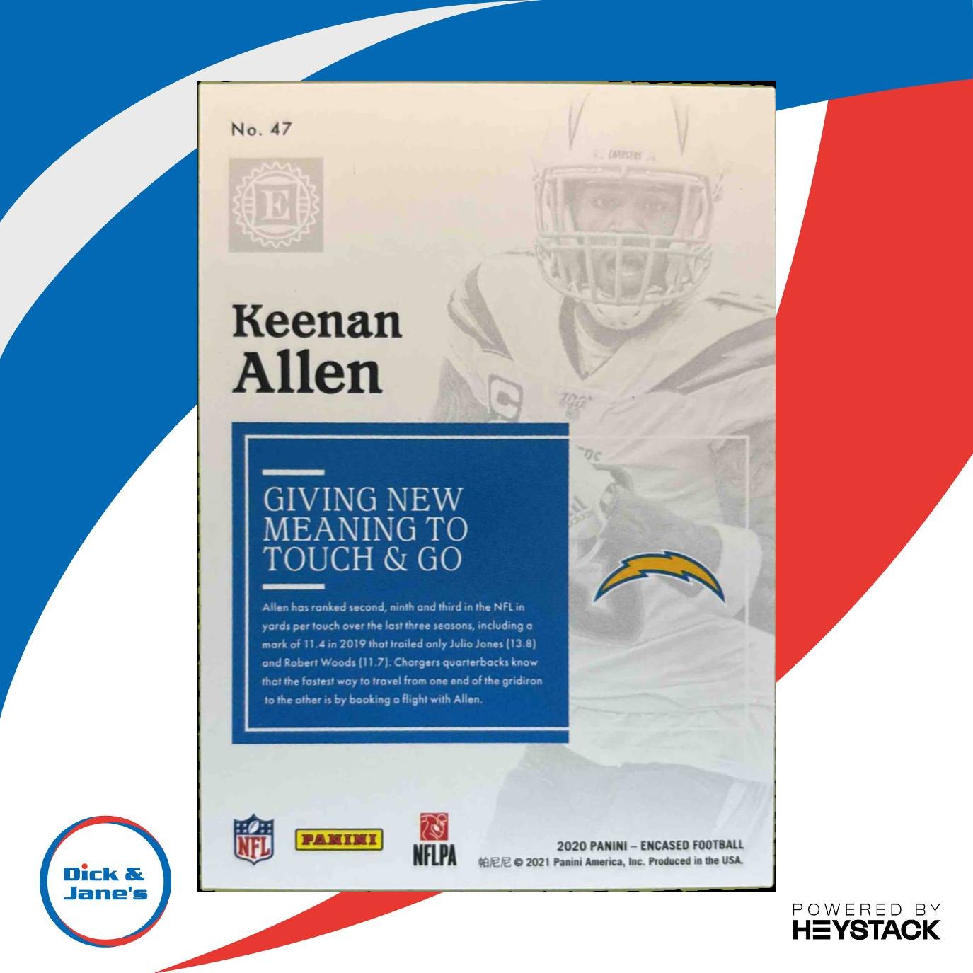 2020 Panini Encased Keenan Allen Emerald 5/5 #47 Los Angeles Chargers Sports Cards