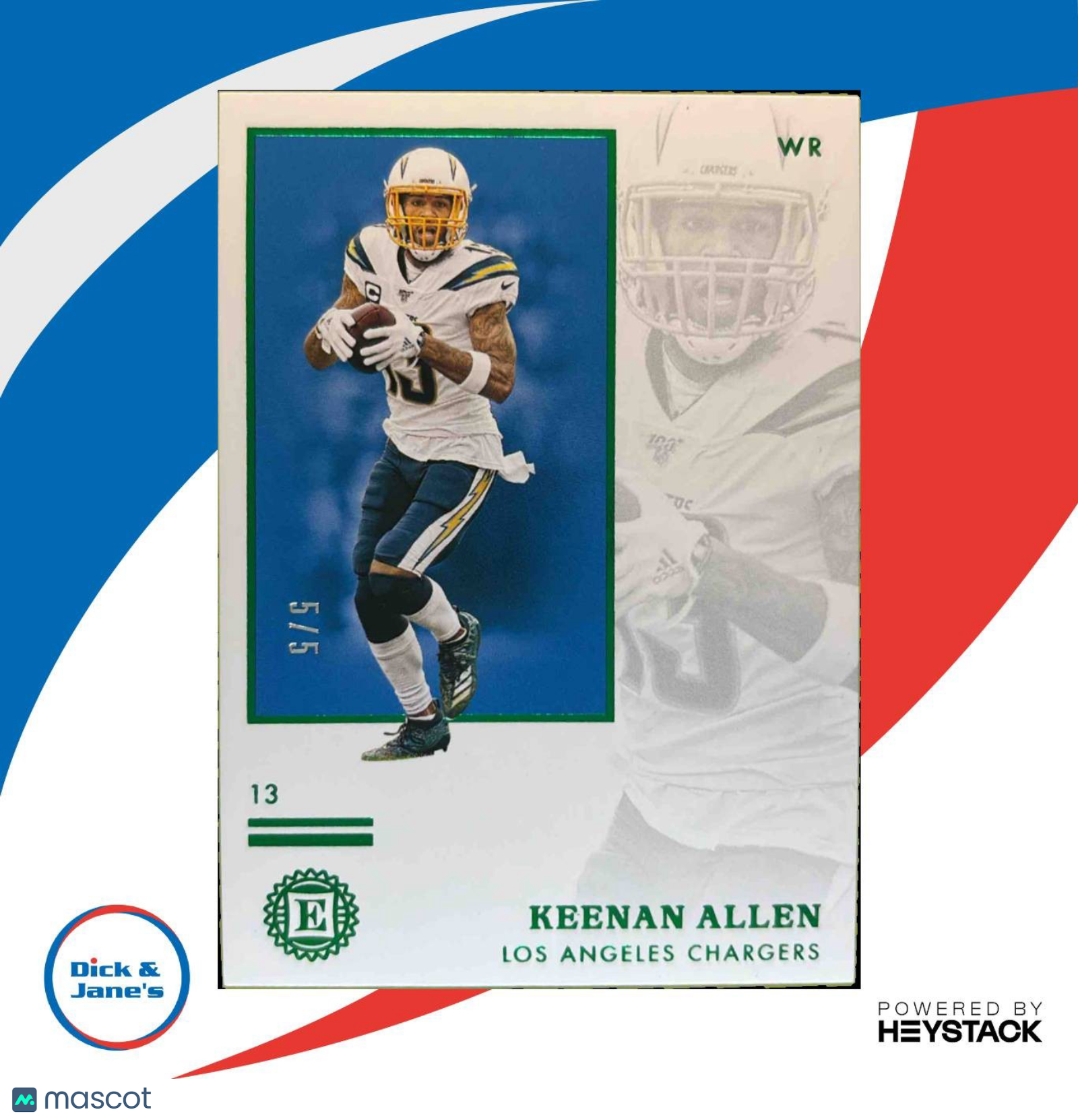 2020 Panini Encased Keenan Allen Emerald 5/5 #47 Los Angeles Chargers Sports Cards