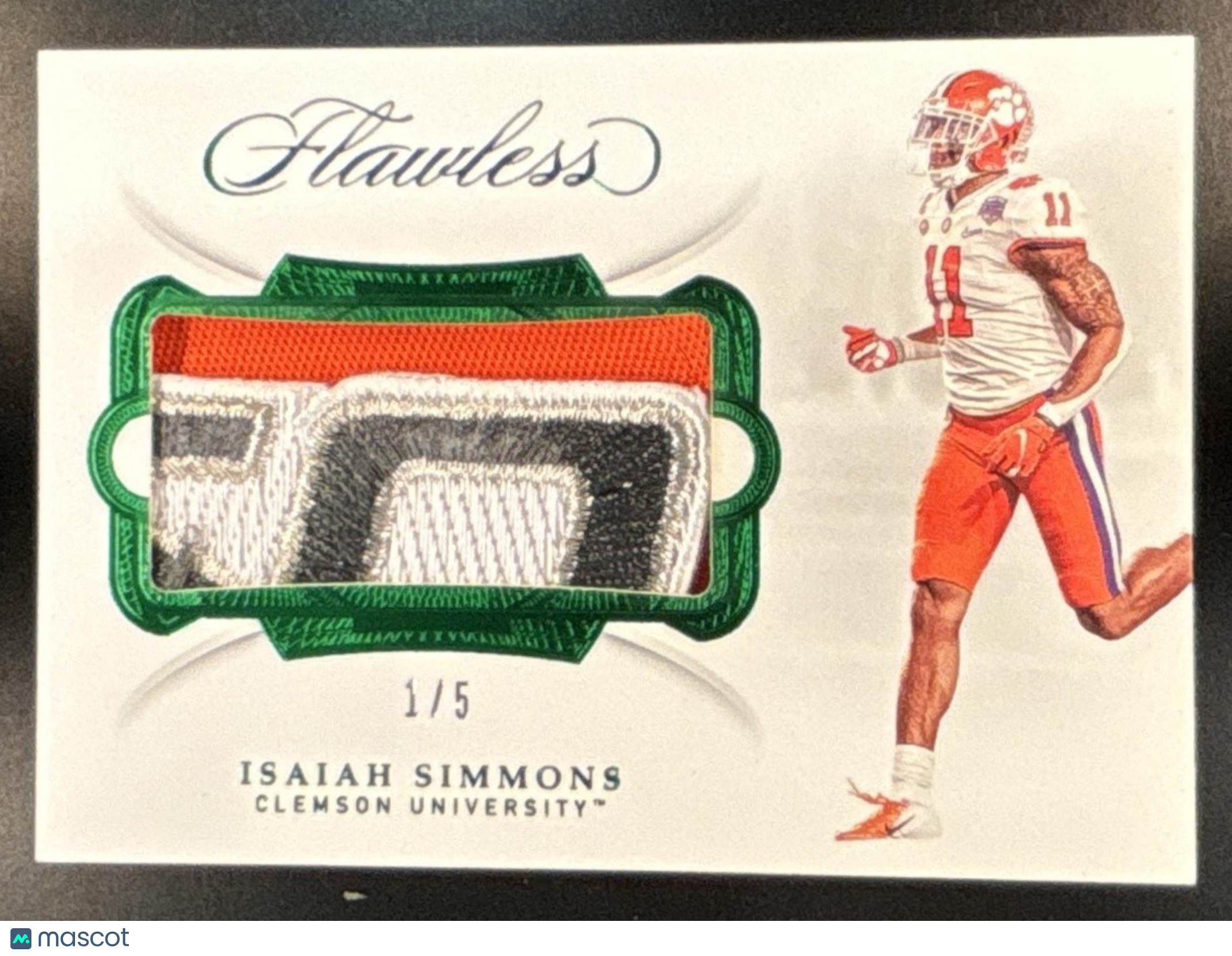 2020 Panini Flawless Collegiate Isaiah Simmons Rookie Patches Emerald /5 MEM RC - Sports Cards