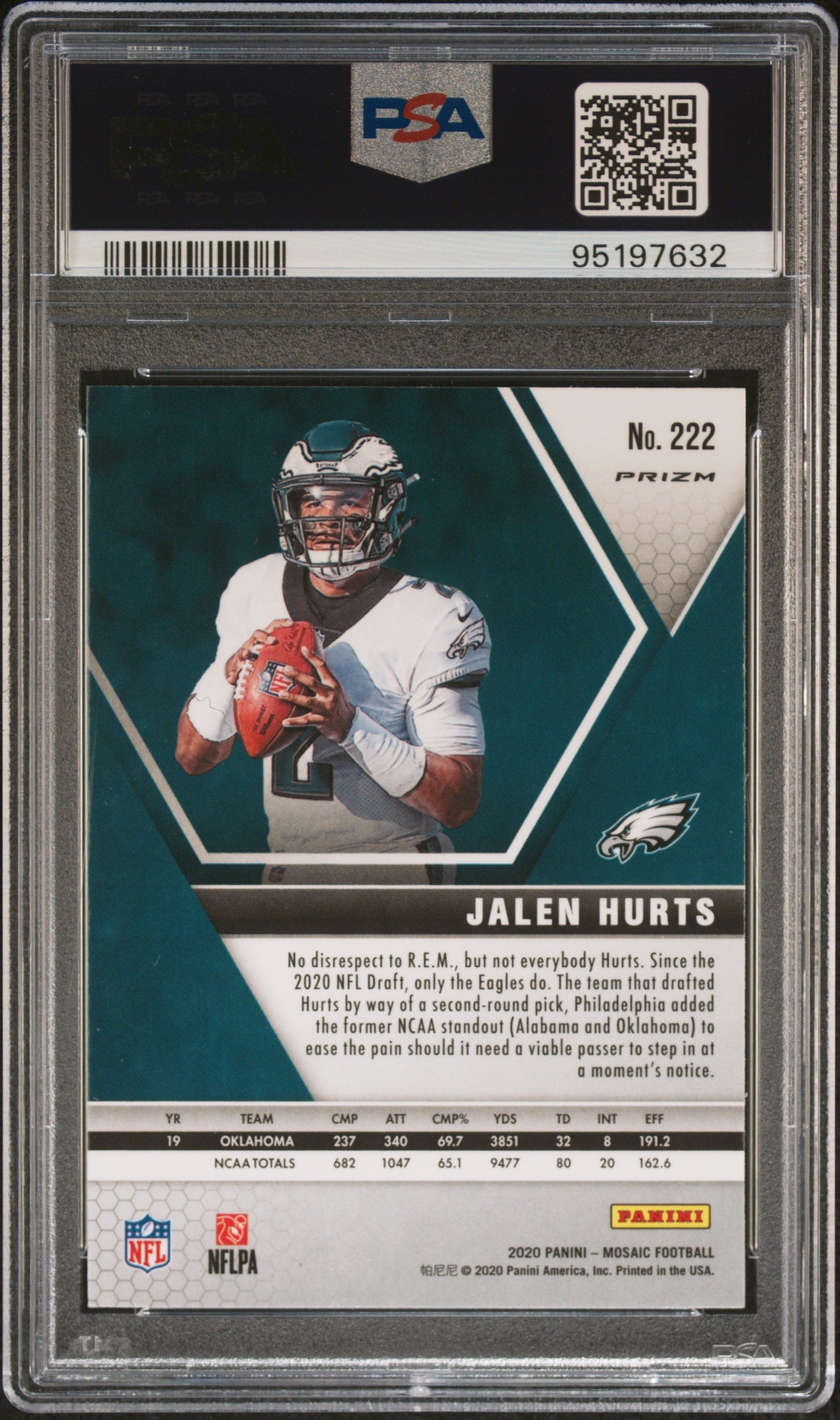 2020 Panini Mosaic Jalen Hurts Camo Pink #222 PSA 10 - Graded Sports Cards