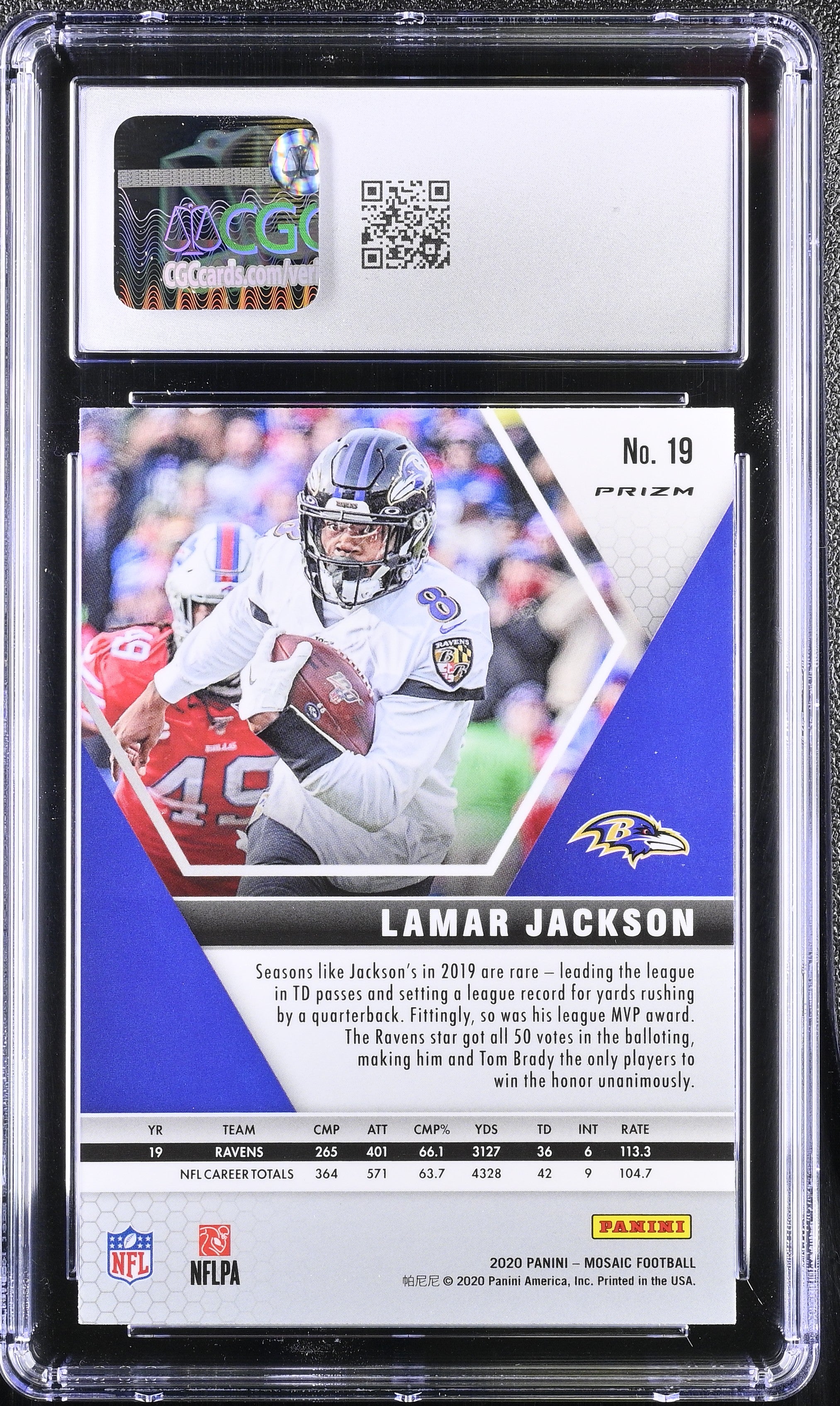 2020 Panini Mosaic Lamar Jackson Reactive Orange #19 CGC 10 GEM MINT - Graded Sports Cards