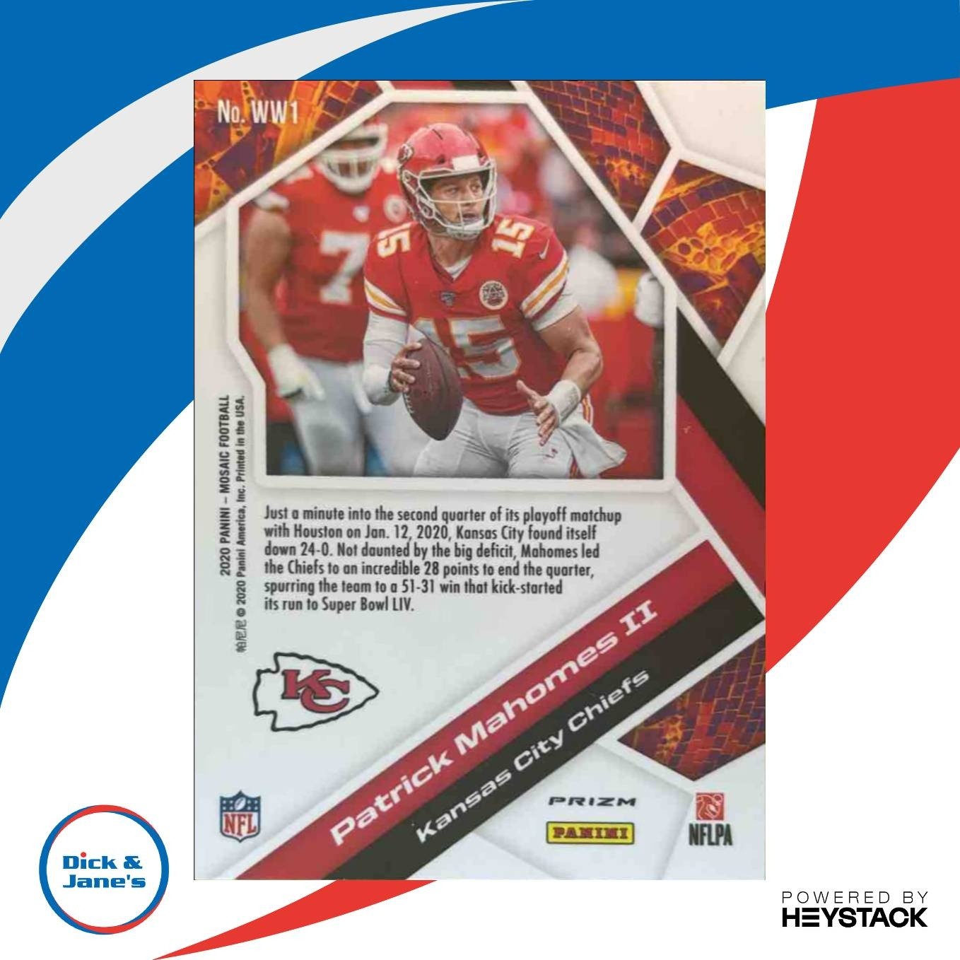 2020 Panini Mosaic Patrick Mahomes II Will to Win Prizm Green #WW1 Chiefs - Sports Cards