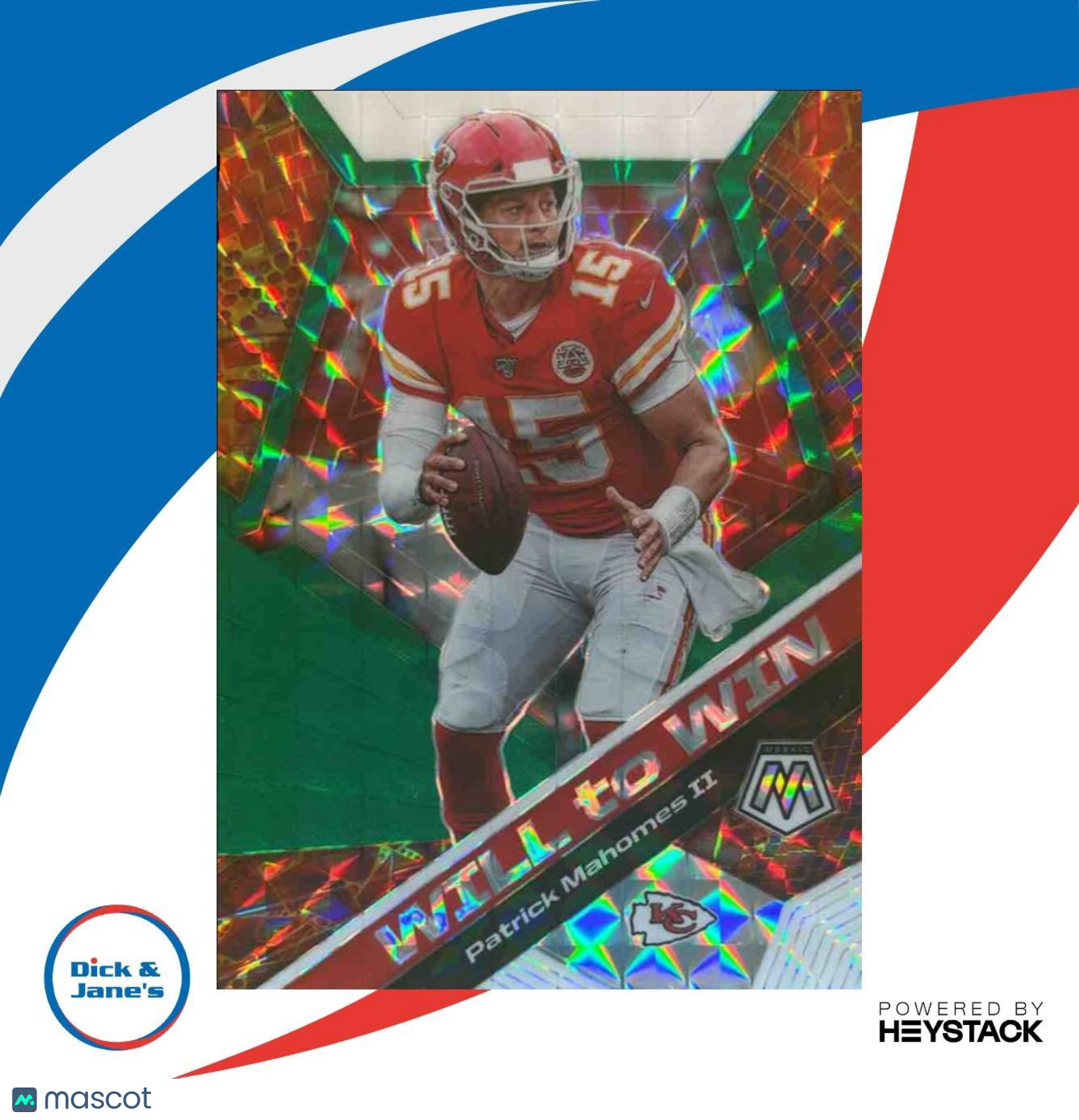 2020 Panini Mosaic Patrick Mahomes II Will to Win Prizm Green #WW1 Chiefs - Sports Cards