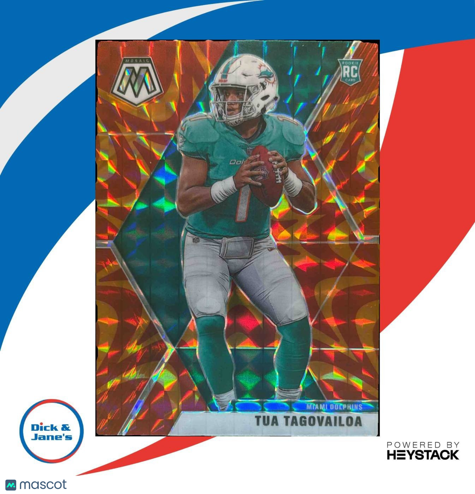 2020 Panini Mosaic Tua Tagovailoa Prizm Reactive Orange #203 RC Miami Dolphins - Sports Cards