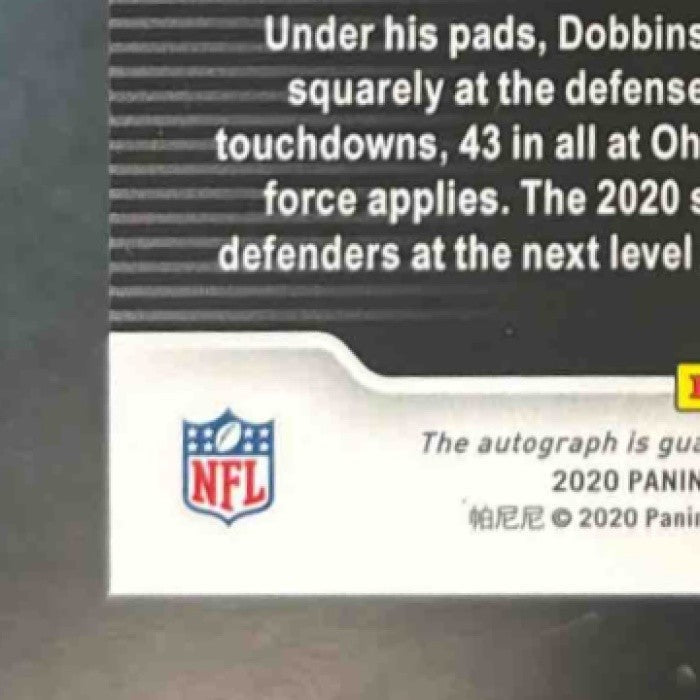 2020 Panini Obsidian J.K. Dobbins Rookie Autos /50 #123 RC Baltimore Ravens - Sports Cards