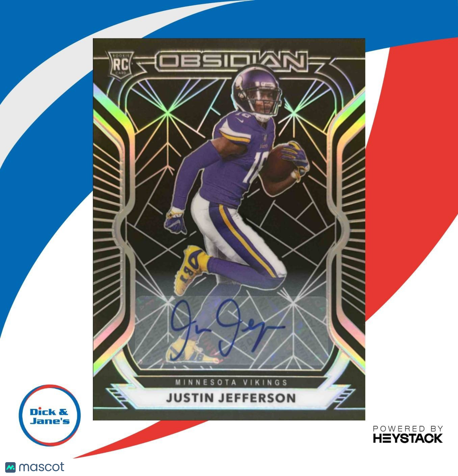 2020 Panini Obsidian Justin Jefferson Rookie Autos /150 #109 RC Vikings - Sports Cards