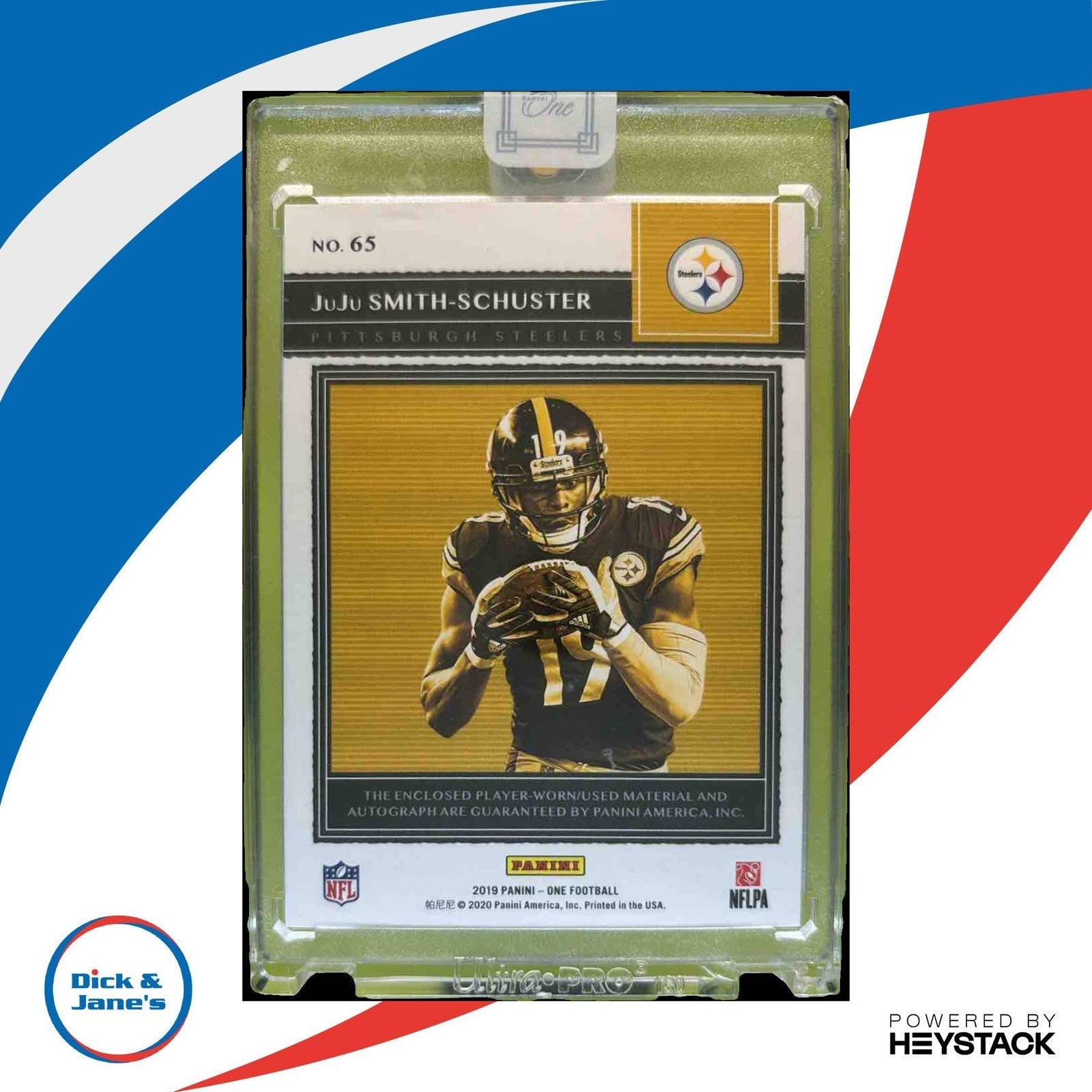 2020 Panini One JuJu Smith-Schuster 2019 Patch Auto Blue /25 Pittsburgh Steelers - Sports Cards