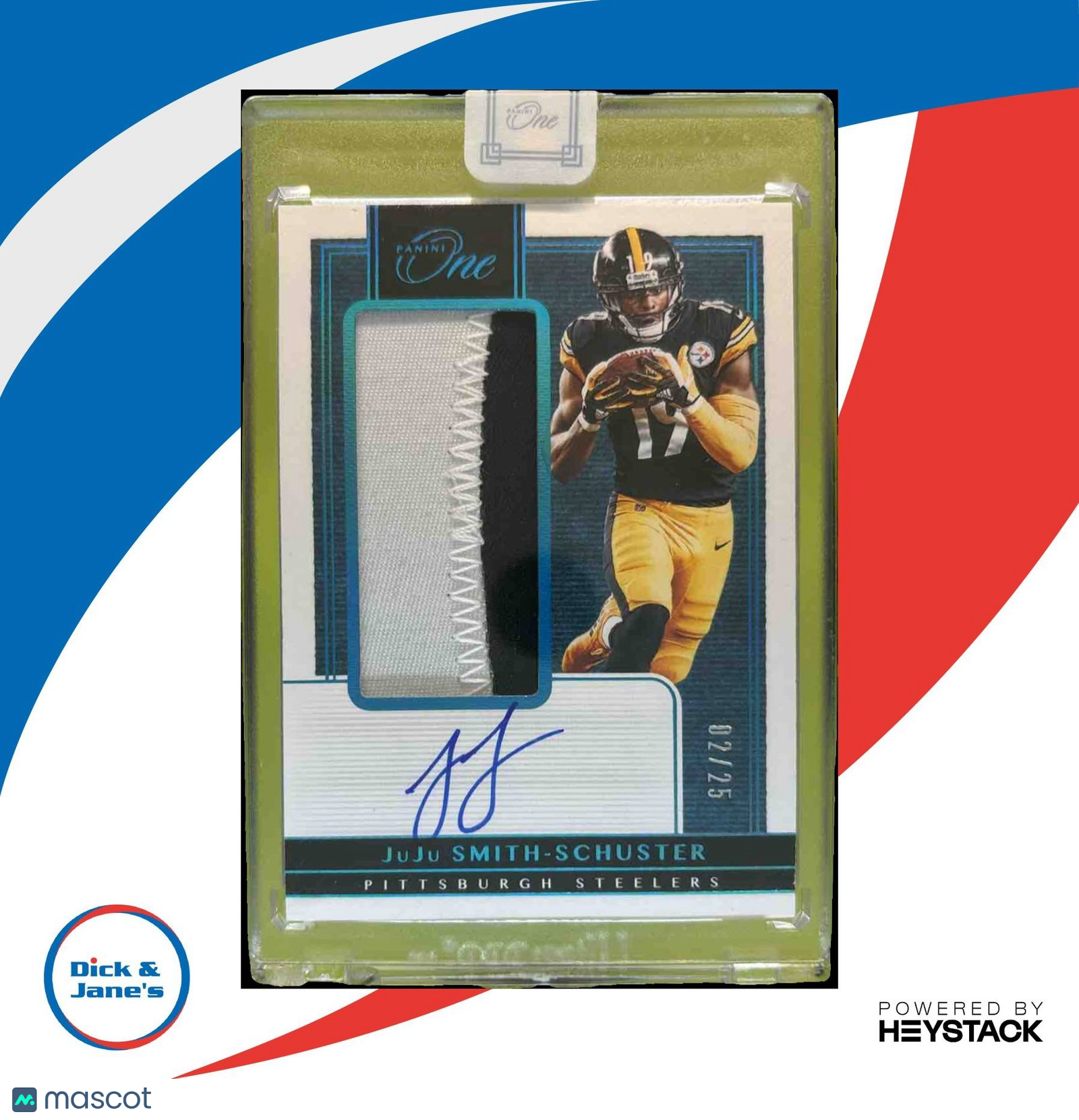 2020 Panini One JuJu Smith-Schuster 2019 Patch Auto Blue /25 Pittsburgh Steelers - Sports Cards