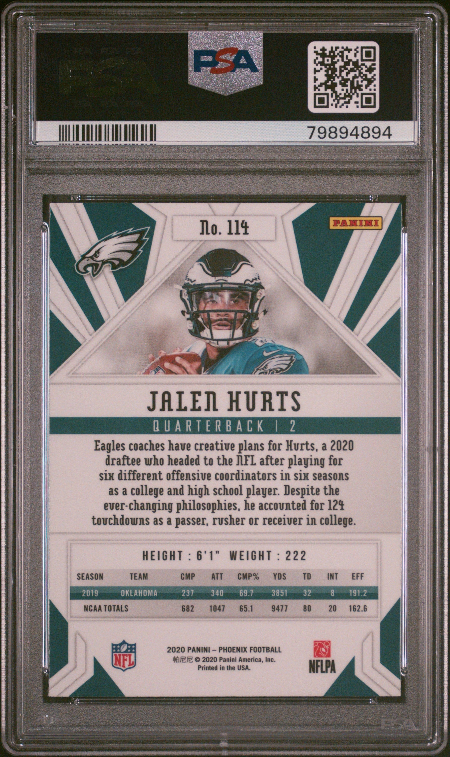 2020 Panini Phoenix Jalen Hurts Fire Burst #114 PSA 10 - Graded Sports Cards
