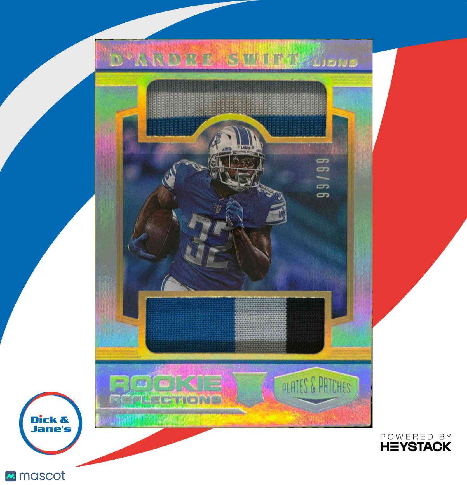 2020 Panini Plates & Patches D’Andre Swift Rookie Reflections /99 Detroit Lions - Sports Cards