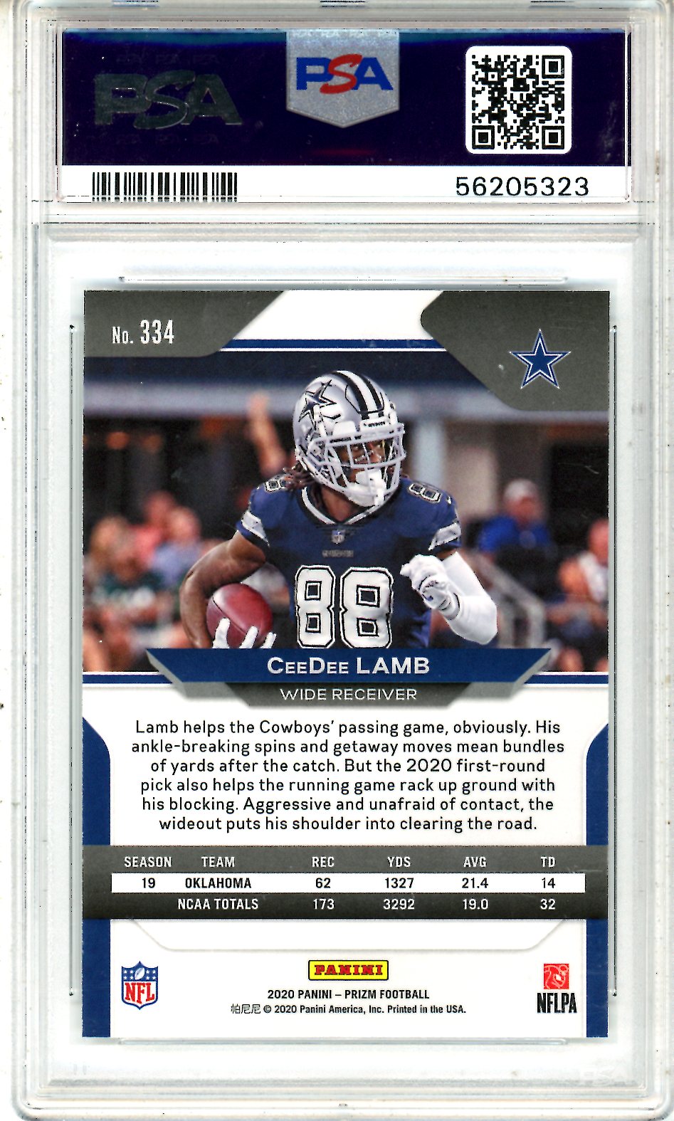 2020 Panini Prizm Ceedee Lamb Rookie #334 PSA 9 Dallas Cowboys - Graded Sports Cards