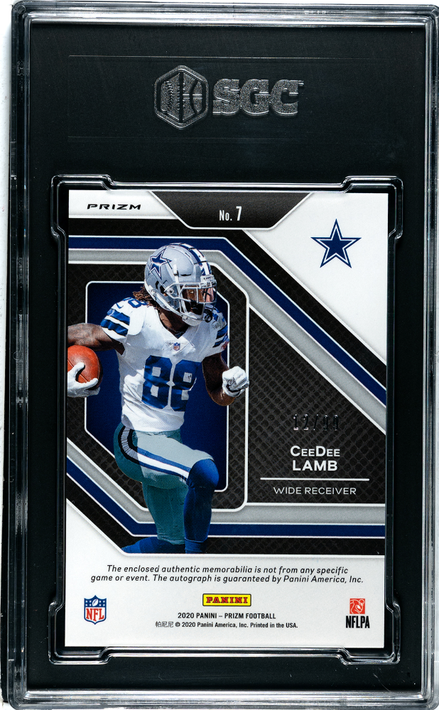 2020 Panini Prizm Ceedee Lamb Rookie Patch Autograph /99 #7 SGC 9 - Graded Sports Cards