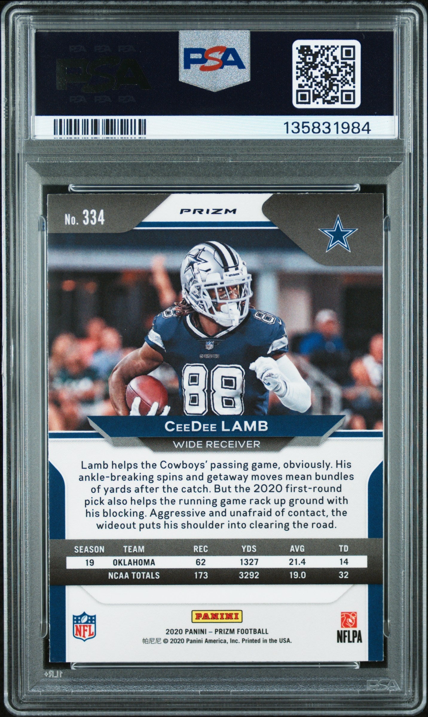 2020 Panini Prizm Ceedee Lamb Silver #334 PSA 10 - Graded Sports Cards