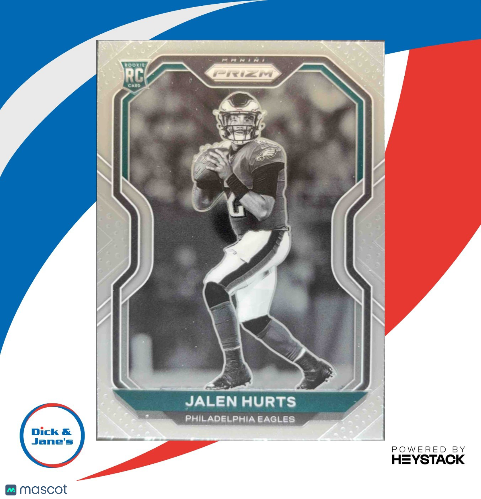 2020 Panini Prizm Jalen Hurts #343b Negative B/W Variation SP RC Philadelphia - Sports Cards
