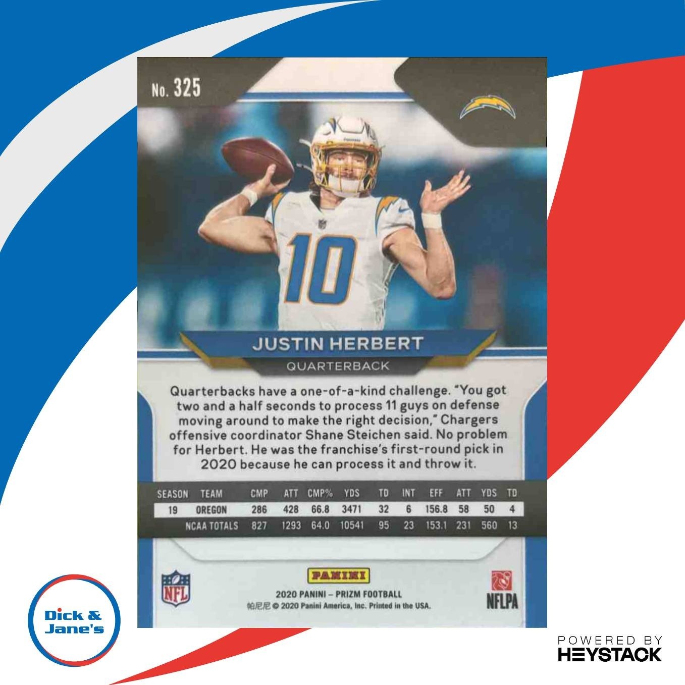 2020 Panini Prizm Justin Herbert #325 RC Los Angeles Chargers - Sports Cards