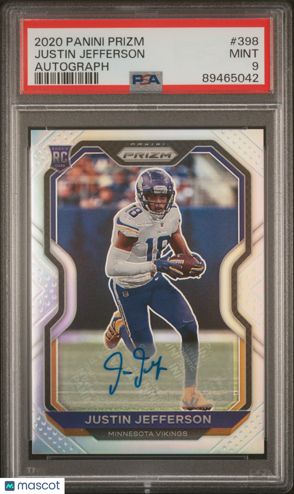 2020 Panini Prizm Justin Jefferson Autograph Rookie #398 PSA 9 Minnesota Vikings - Graded Sports Cards