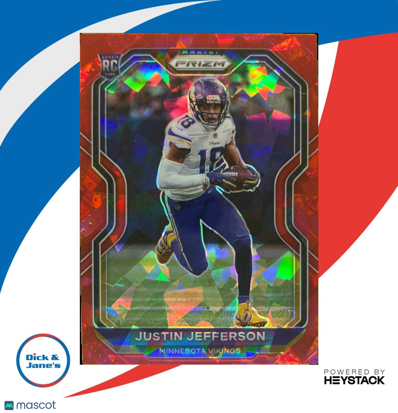 2020 Panini Prizm Justin Jefferson Red Ice #398 RC Minnesota Vikings Sports Cards