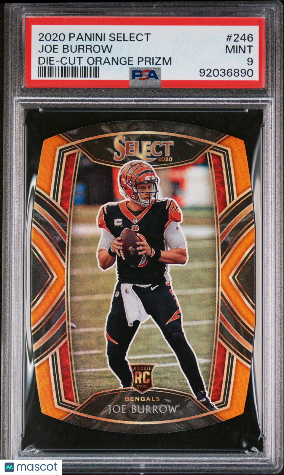 2020 Panini Select Joe Burrow Die Cut Orange Prizm Rookie #246 PSA 9 MINT - Graded Sports Cards