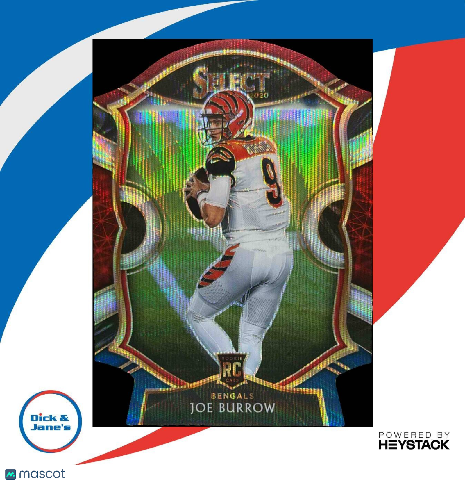 2020 Panini Select Joe Burrow Tri Color Prizm Die Cut #46 RC Bengals - Sports Cards
