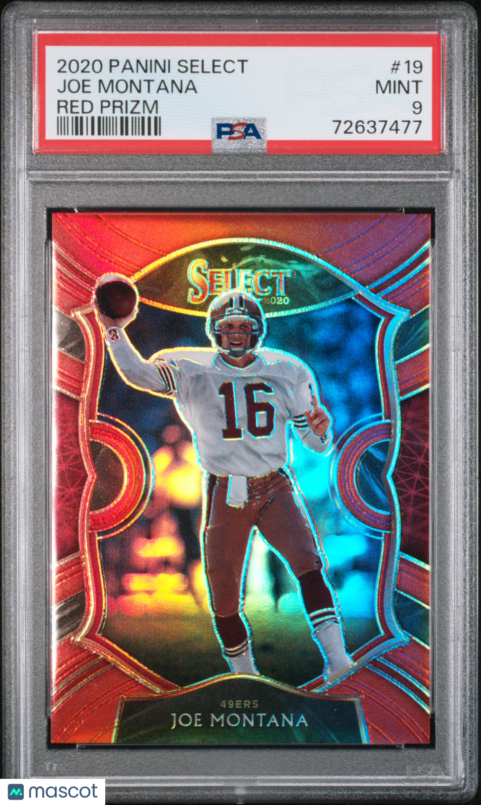 2020 Panini Select Joe Montana Red Prizm #19 PSA 9 /99 - Graded Sports Cards