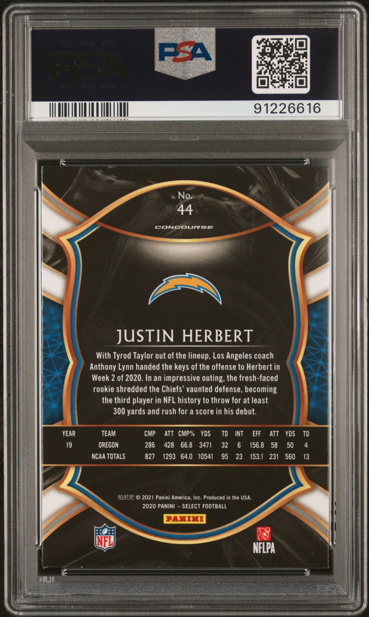 2020 Panini Select Justin Herbert #44 PSA 10 - Graded Sports Cards