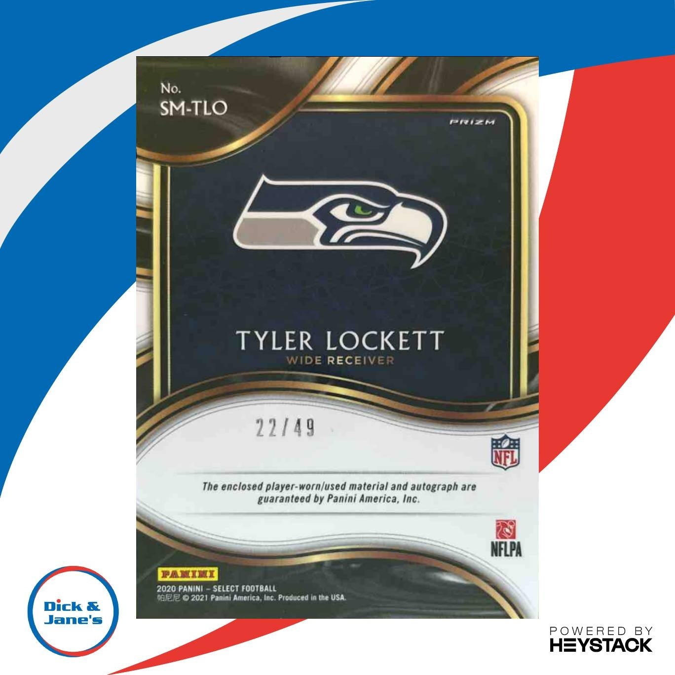 2020 Panini Select Tyler Lockett Signature Memorabilia Blue /49 Auto Seahawks - Sports Cards