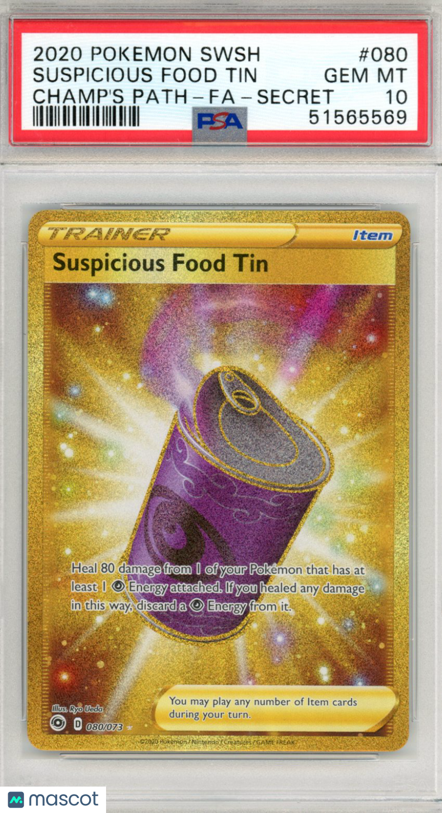2020 Pokemon Sword & Shield Champion’s Path Suspicious Food Tin #080 FA PSA 10 - Graded TCG/CCG