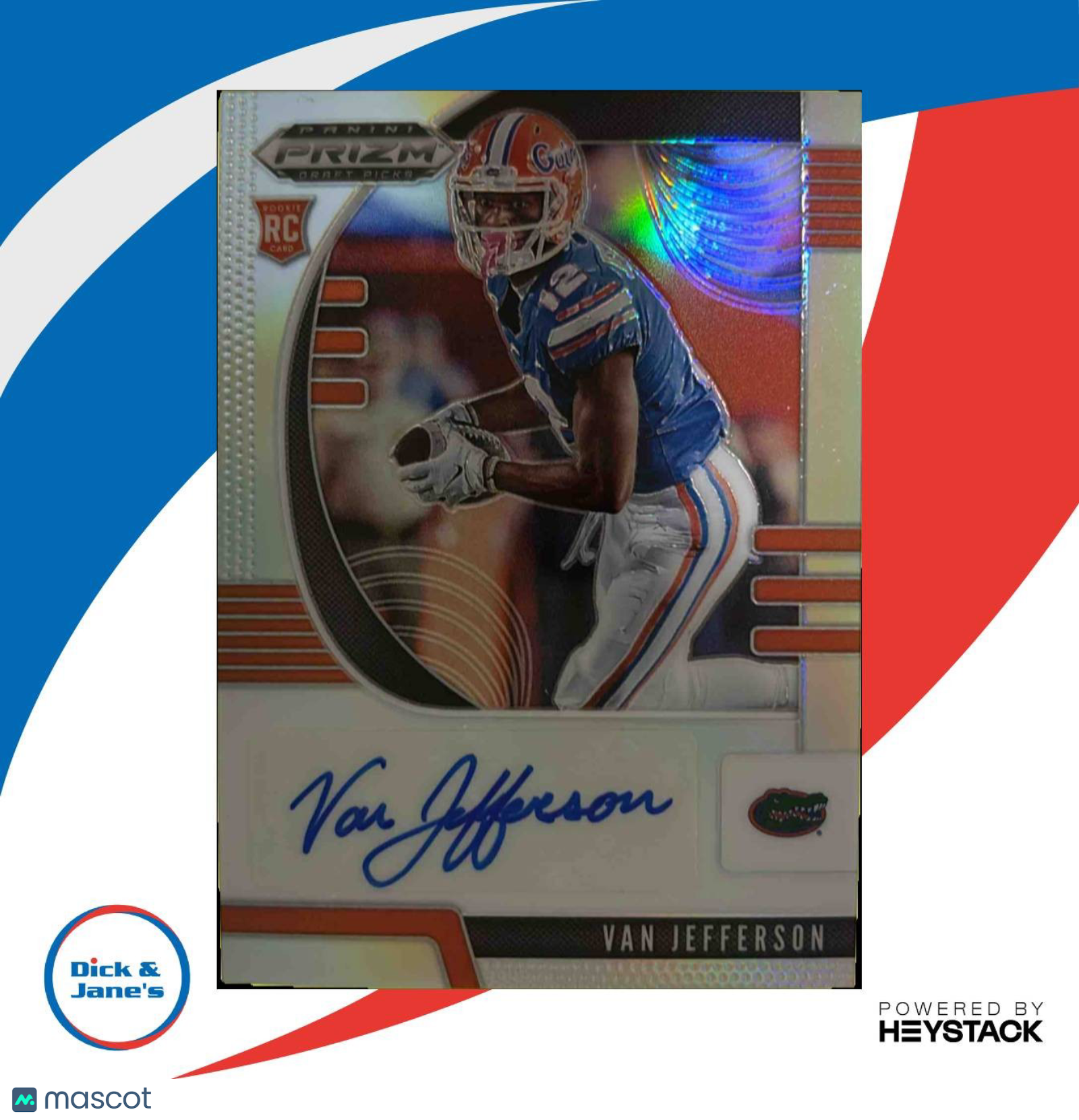 2020 Prizm Draft Picks Van Jefferson Prizms Silver Auto #283 RC Florida Gators - Sports Cards