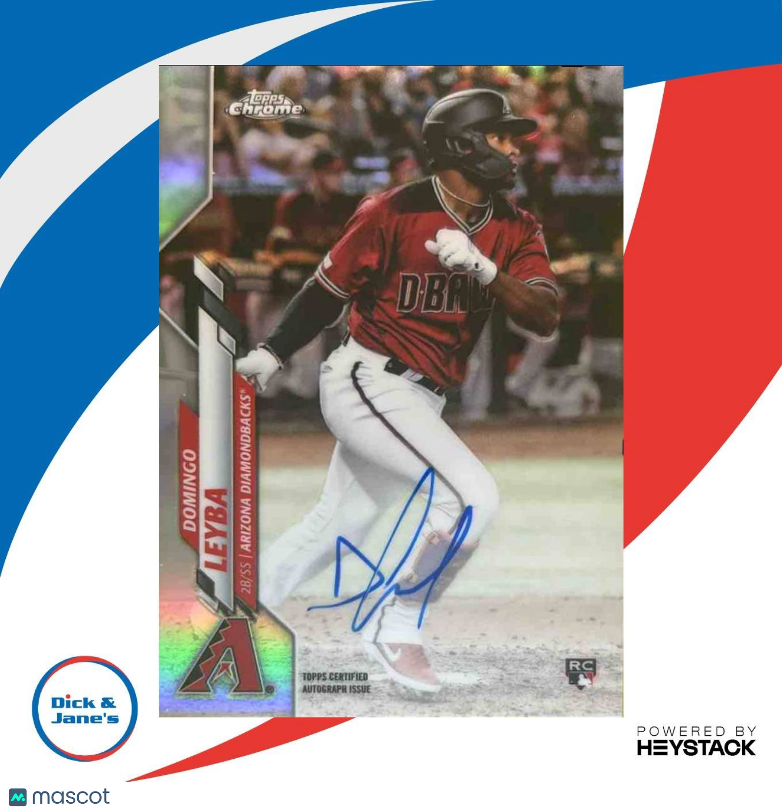 2020 Topps Chrome Domingo Leyba Rookie Auto Refractor /499 RC Diamondbacks - Sports Cards