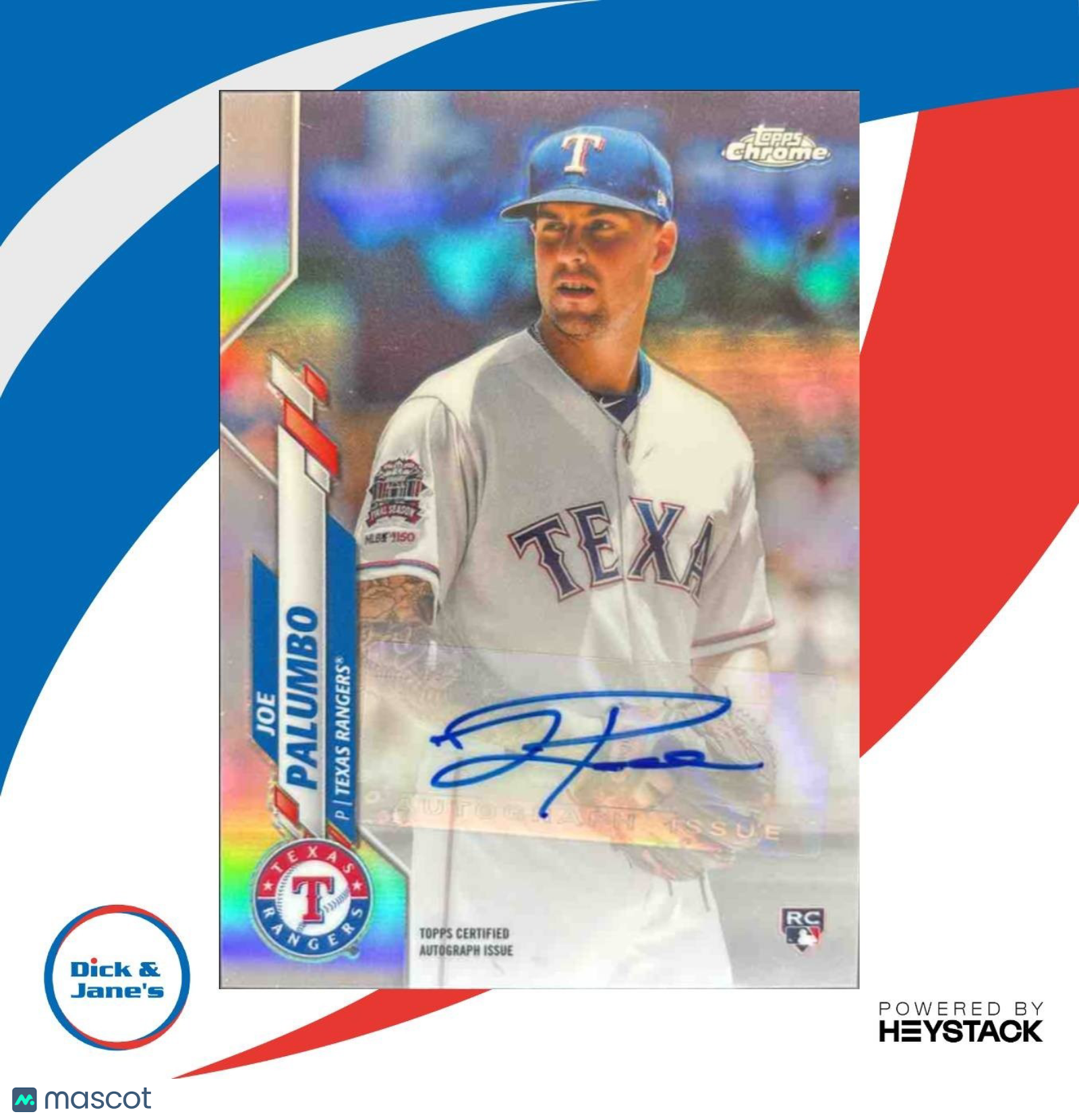 2020 Topps Chrome Update Joe Palumbo Auto #USA-JPA RC Texas Rangers - Sports Cards