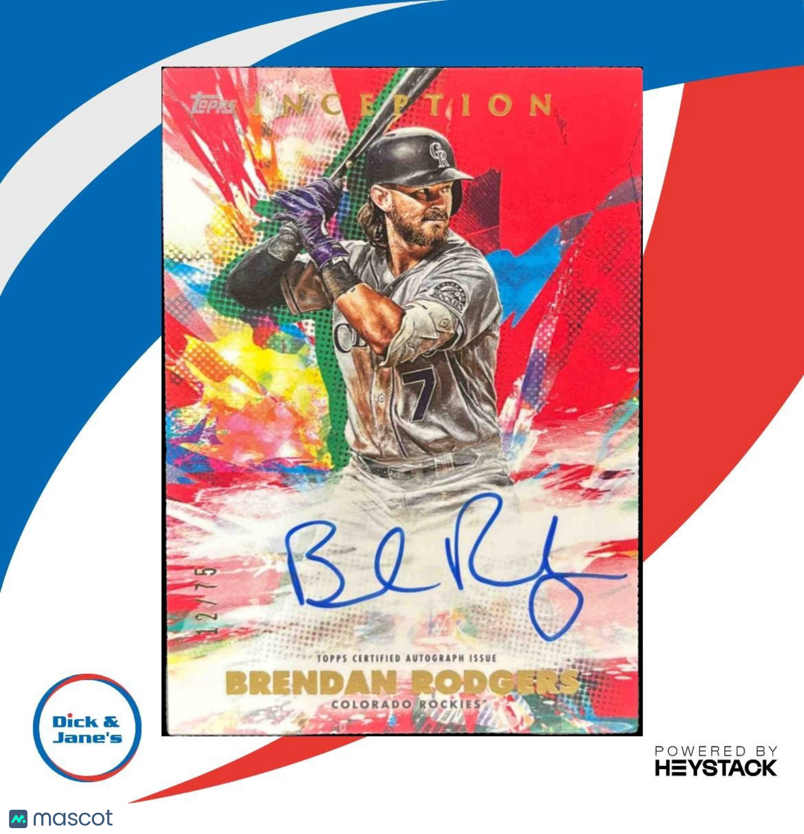 2020 Topps Inception Brendan Rodgers Rookies & Emerging Stars Auto Red /75 - Sports Cards