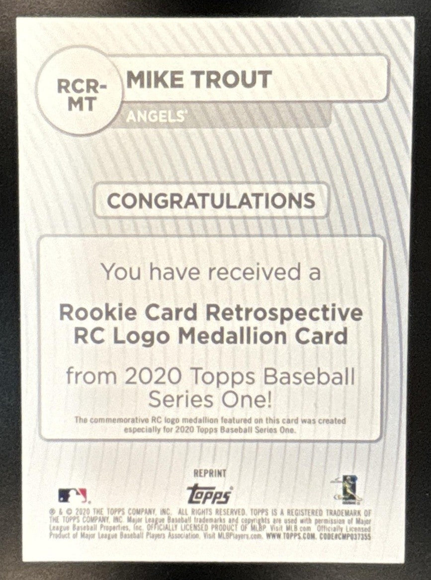2020 Topps Mike Trout Rookie Card Retrospective RC Logo Medallion Angels - Sports Cards