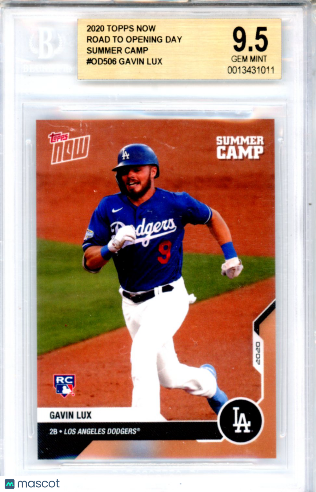 2020 Topps Now Road to Opening Day Summer Camp Gavin Lux #OD506 BGS 9.5 - Graded Sports Cards