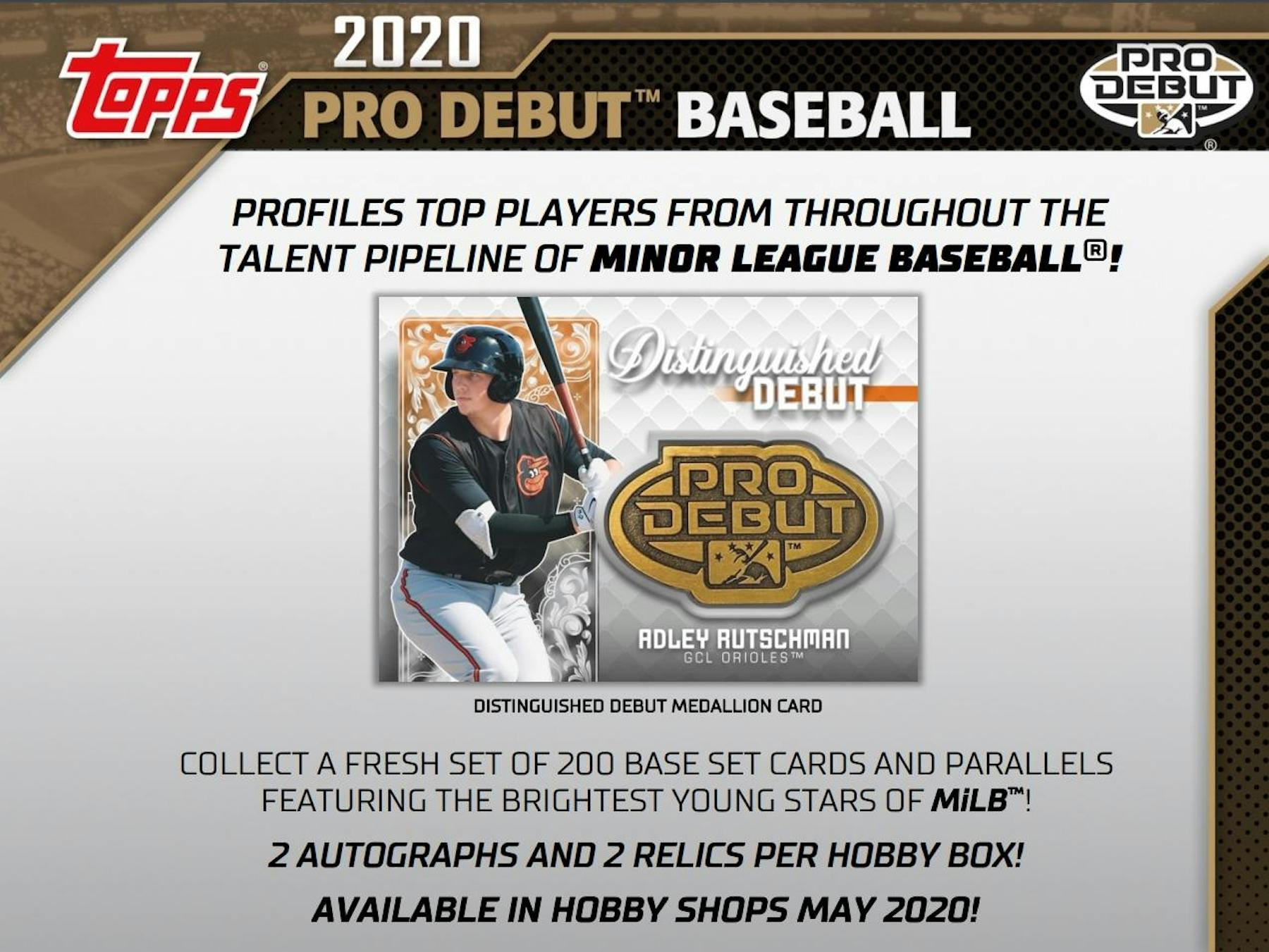 2020 Topps Pro Debut Baseball Hobby Box (4 Autos/Mems) MLB Hobby Box