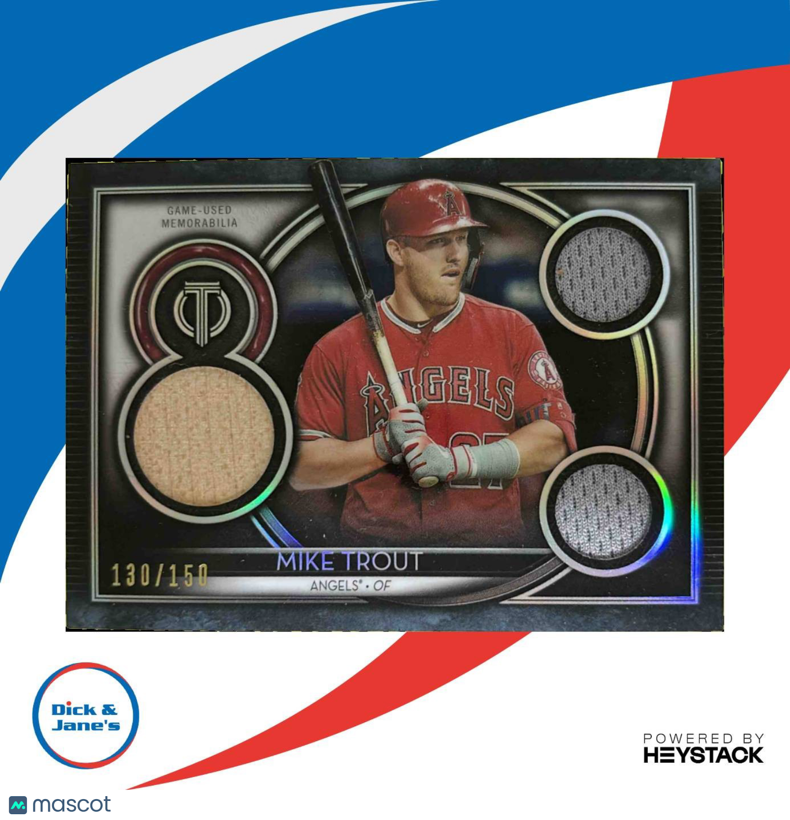 2020 Topps Tribute Mike Trout Triple Relics /150 Bat Jersey Los Angeles Angels - Sports Cards