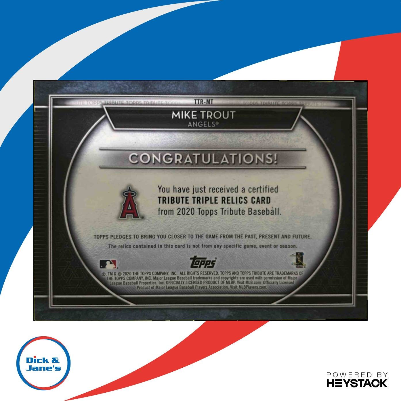 2020 Topps Tribute Mike Trout Triple Relics /150 Bat Jersey Los Angeles Angels - Sports Cards