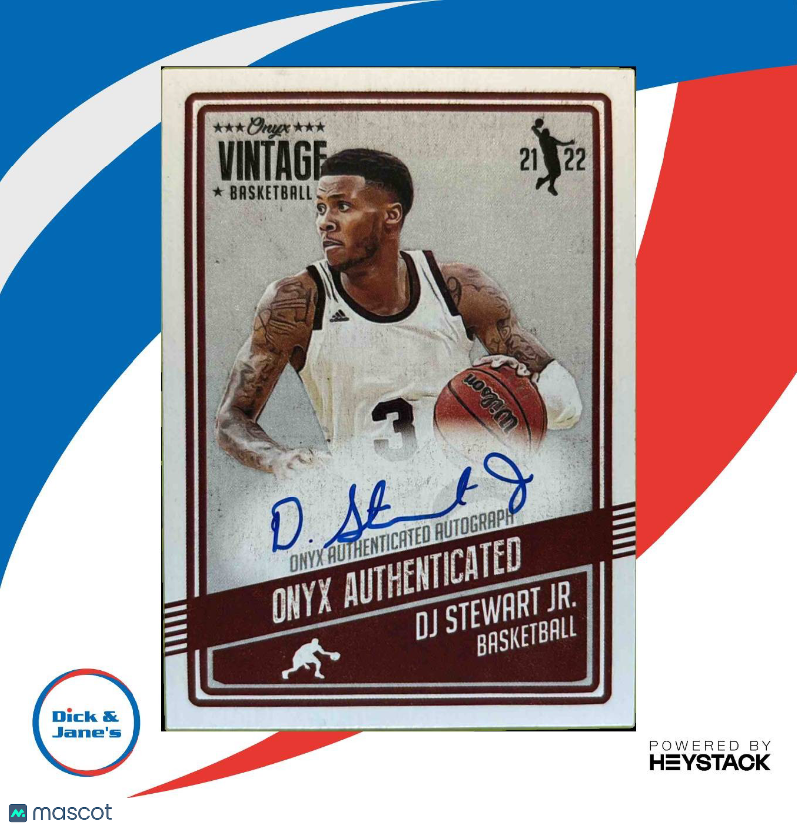 2021-22 Onyx Vintage DJ Stewart Jr. Blue Signatures #VAST Auto Florida State - Sports Cards