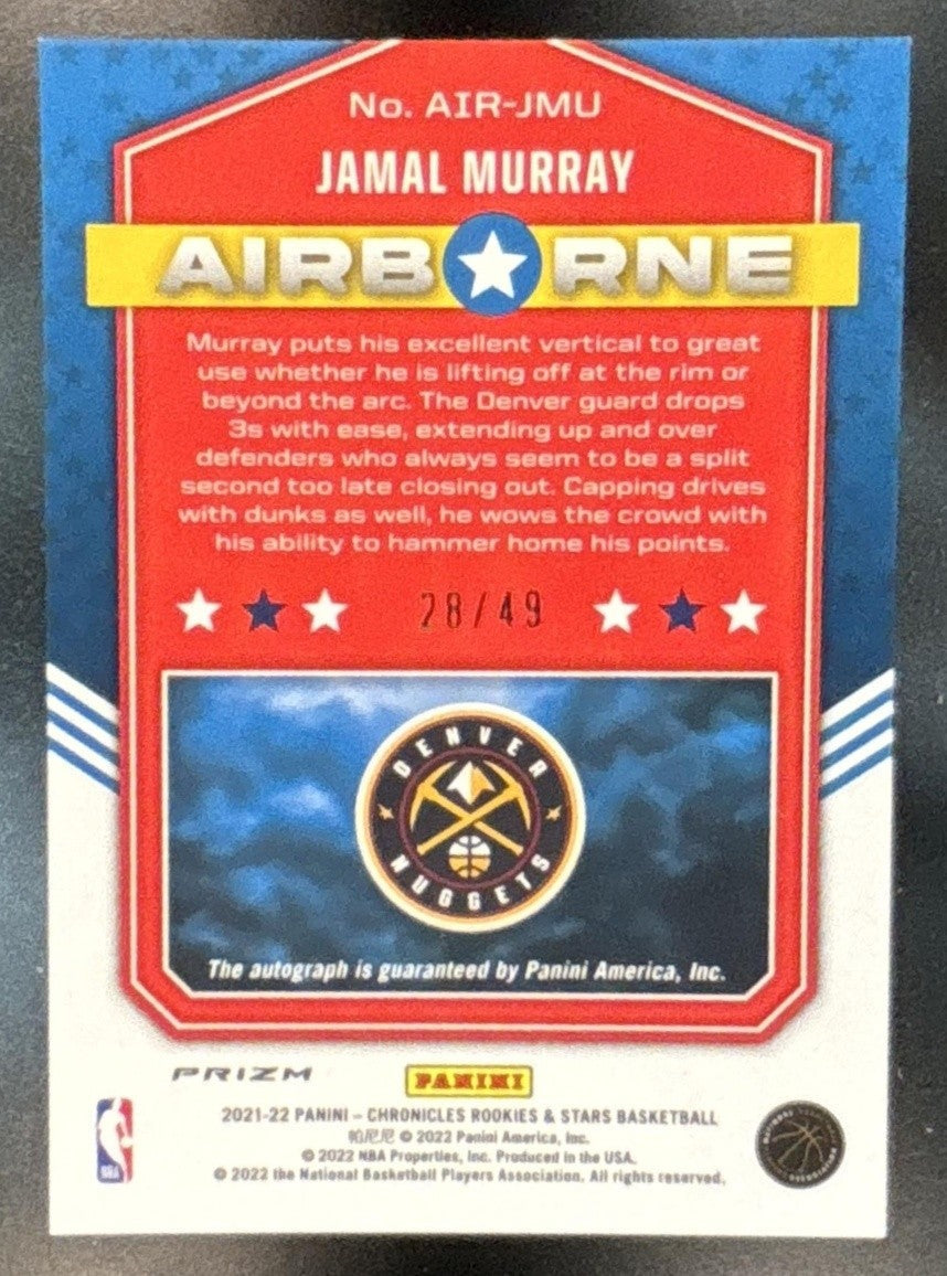 2021-22 Panini Chronicles Jamal Murray Airborne Signatures /49 Auto Nuggets - Sports Cards