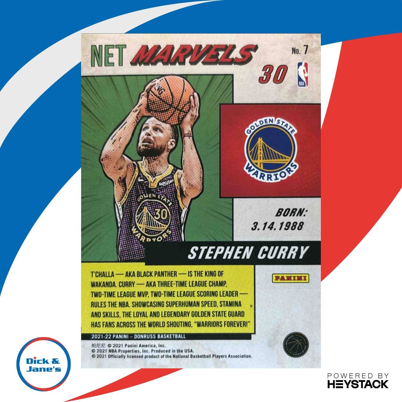 2021-22 Panini Donruss Stephen Curry Net Marvels #7 Golden State Warriors - Sports Cards