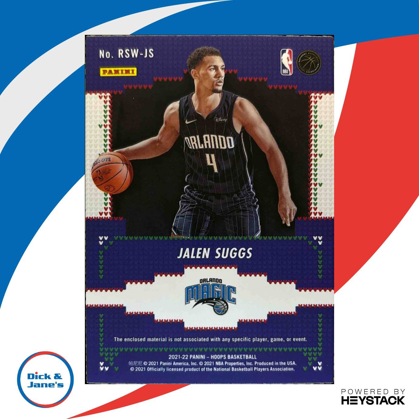 2021-22 Panini Hoops Winter Jalen Suggs Rookie Sweaters #RSW-JS RC Orlando Magic - Sports Cards