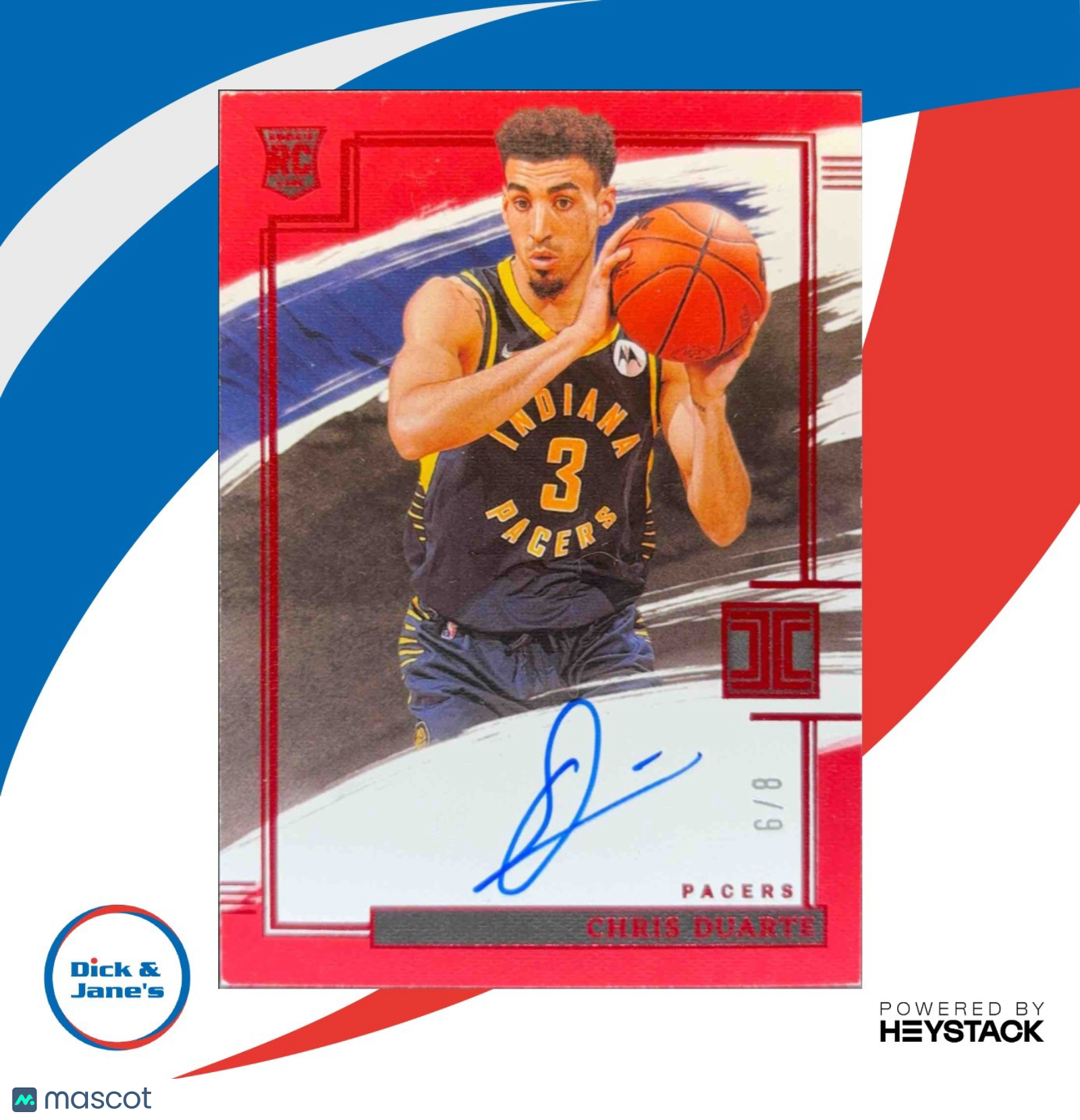 2021-22 Panini Impeccable Chris Duarte Rookie Auto Red 8/9 RC Indiana Pacers - Sports Cards