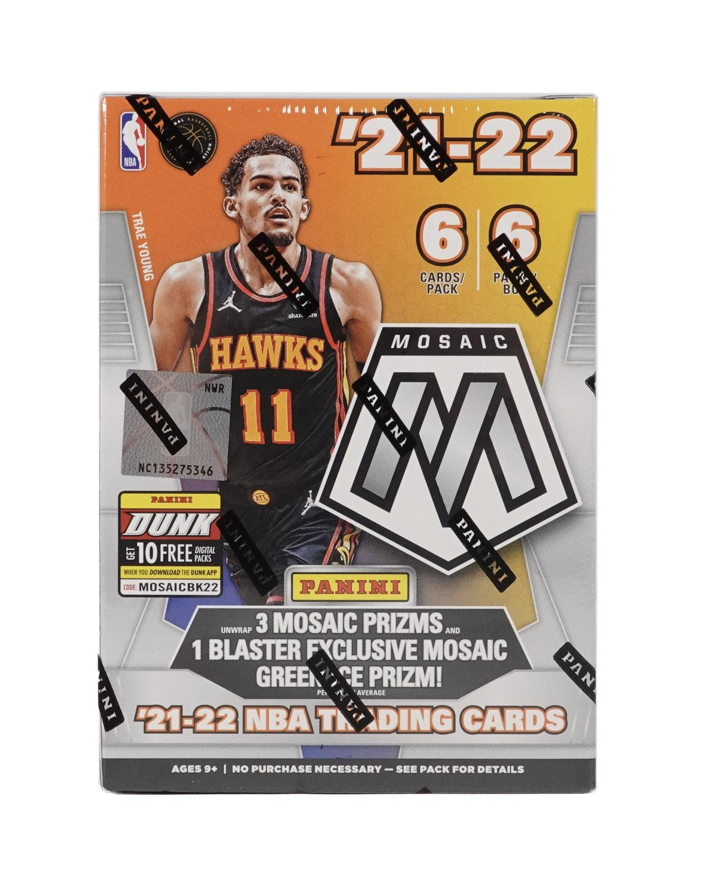 2021/22 Panini Mosaic Basketball 6-Pack Hobby Blaster Box (Green Ice Parallels!) (Fanatics) - NBA Blaster