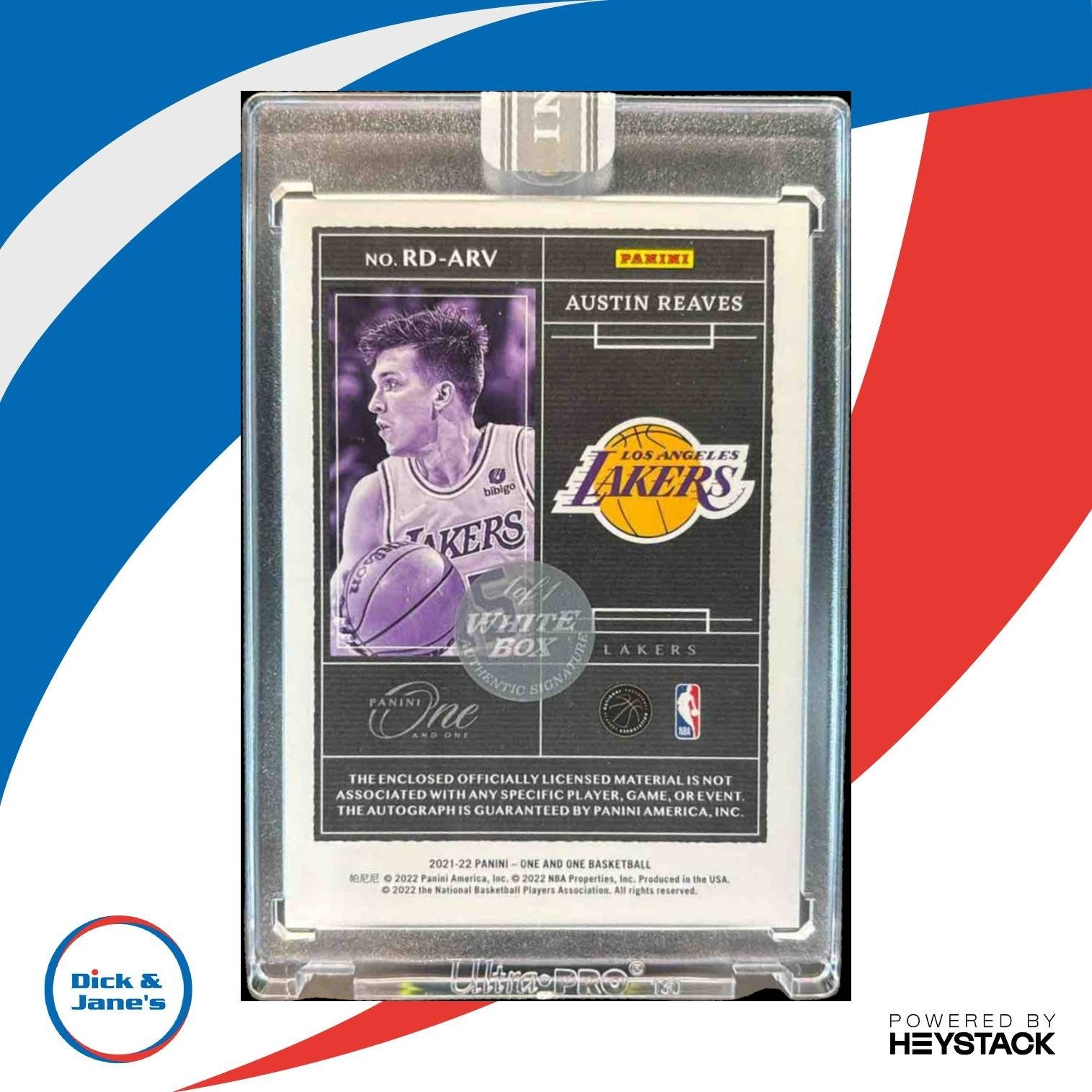 2021-22 Panini One and One Austin Reaves White Box Dual Patch Auto 1/1 RC - Sports Cards