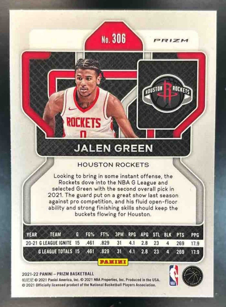 2021-22 Panini Prizm Jalen Green Silver #306 RC Houston Rockets - Sports Cards