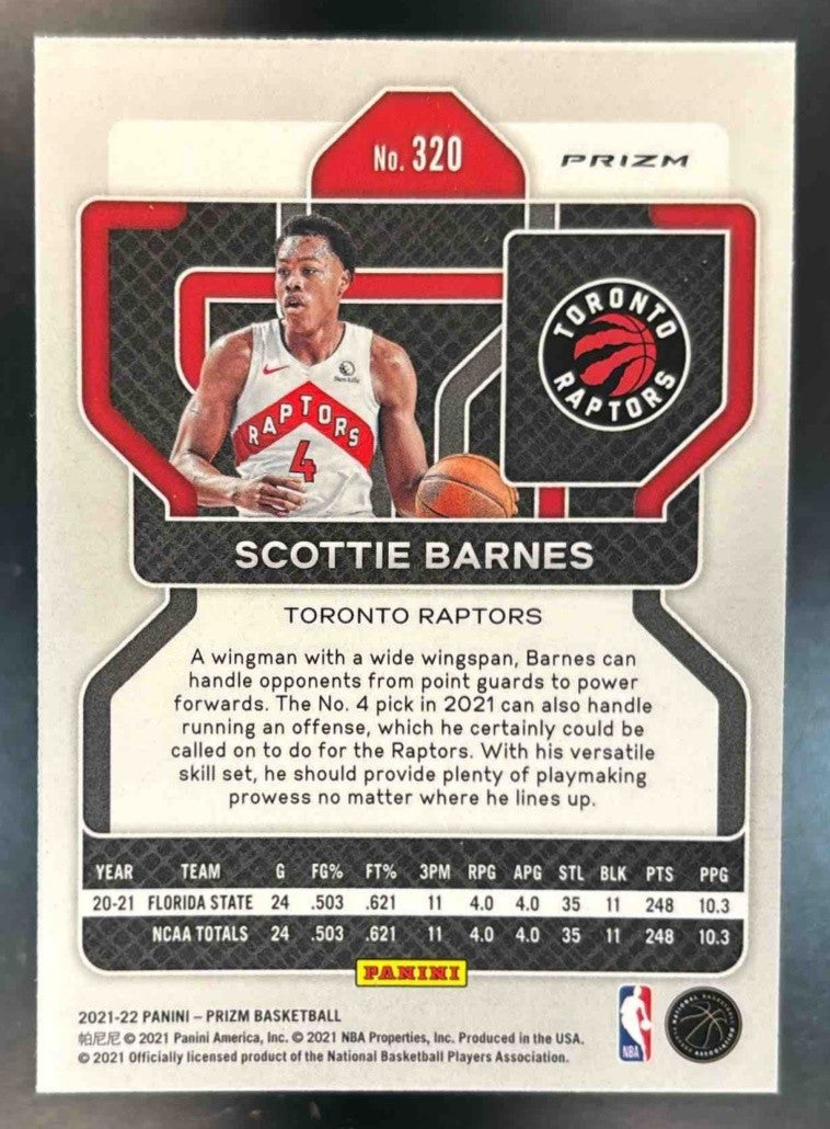 2021-22 Panini Prizm Scottie Barnes Blue Wave #320 RC Toronto Raptors - Sports Cards