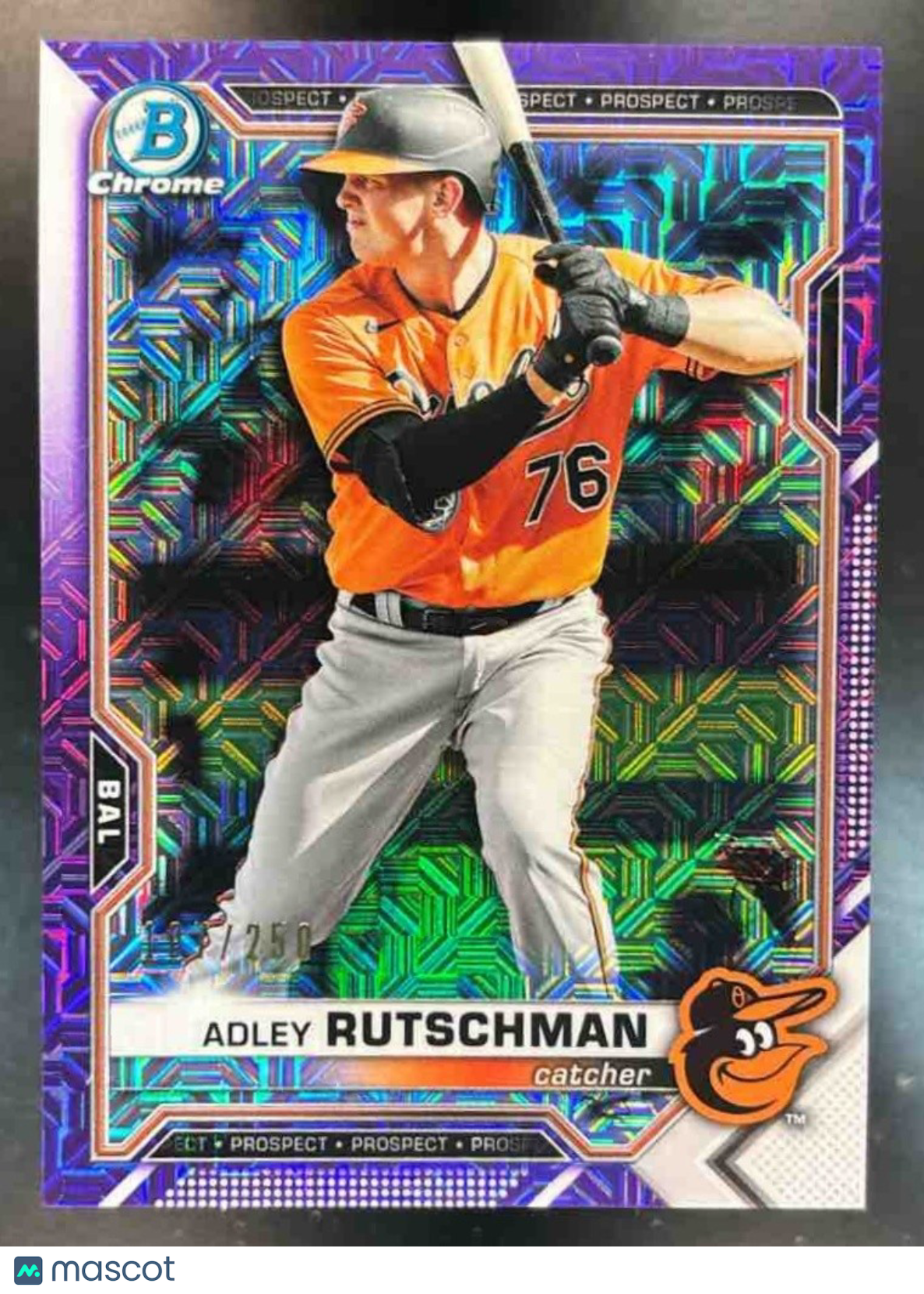 2021 Bowman Chrome Adley Rutschman Prospects Mega Box Purple /250 #BCP-241 - Sports Cards