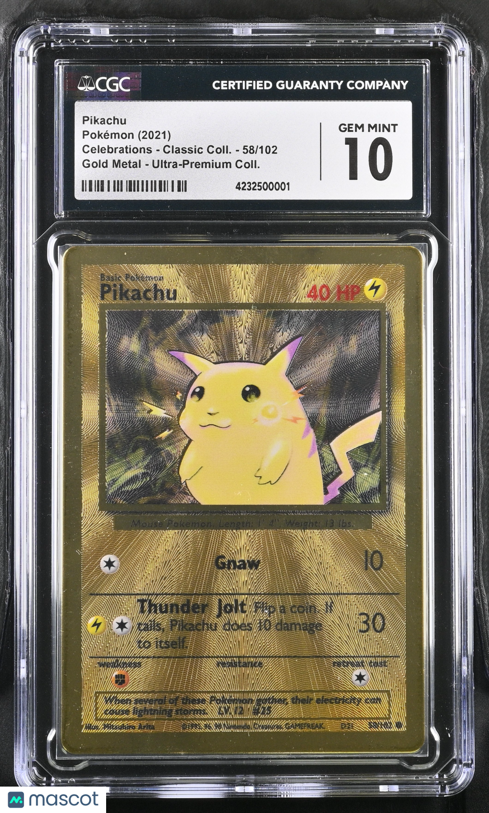 2021 Celebrations Classic Collection GOLD METAL UPC Pikachu CGC 10 GEM MINT - Graded TCG/CCG