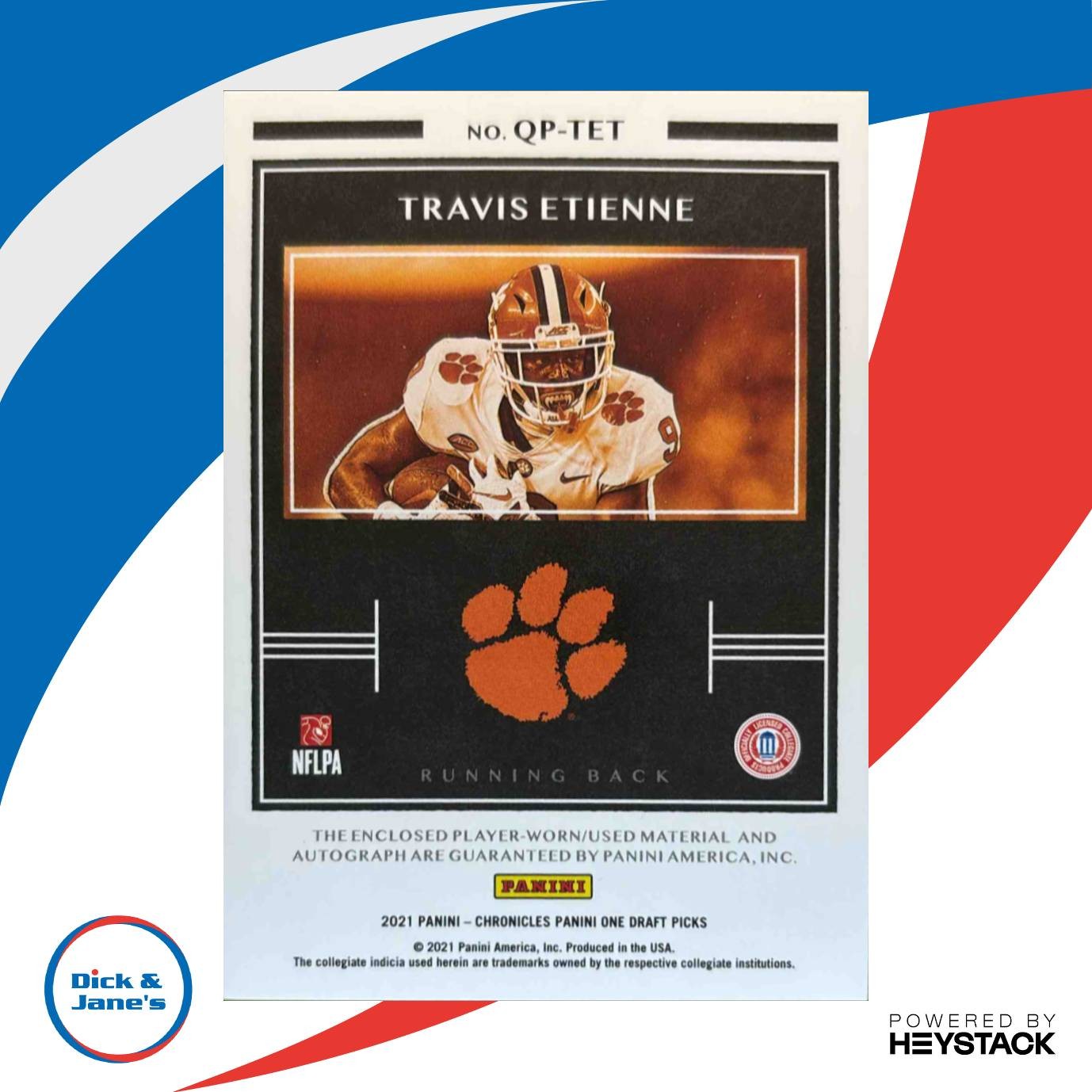 2021 Chronicles Draft Travis Etienne Jr. Quad Patch Auto /99 RC Clemson Tigers - Sports Cards